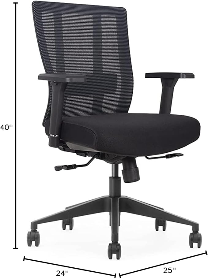 Bitchair Ergonomic Mesh Conference Room Chair - Adj Lumbar Support Computer Desk Chair with Height Adjustable Arms - Seat Depth Adjustable Home Office Chair - (Black) (Pack of 1)