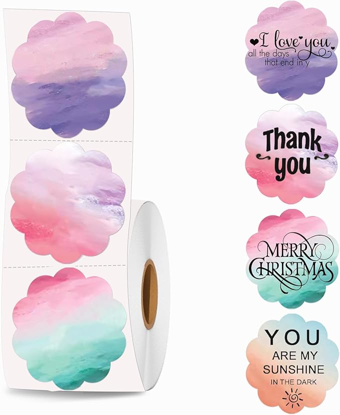 2''2'' Flower Thermal Sticker Labels, 500 Self-Adhesive Direct Thermal Labels/1 Roll, Multi-Purpose for DIY Logo Design, Name Tag, QR Code, Nebula