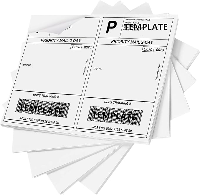 Coopaty Half Sheet Shipping Labels for Laser and Inkjet Printers 8.5 x 5.5 Mailing Address Labels, Permanent Adhesive (1000 Sheets, 2000 Labels)