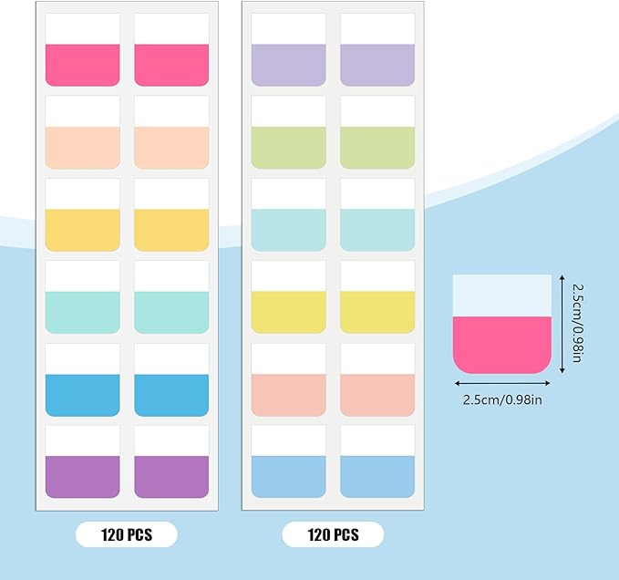 240 Pcs 1Inch Sticky Index Tabs, Colored Book Sticky Tabs for Notebooks, Repositionable Page Tabs for Notebooks File Classification