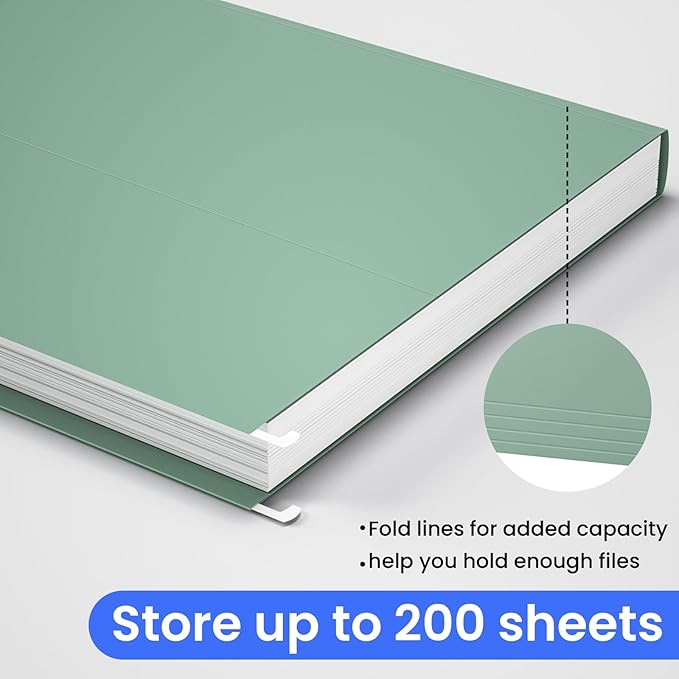 Hanging File Folders Letter Size, 25 Pack File Organizer Folders, 1/5-Cut Tabs with Hanging File Folder Frame, Heavy Duty No Extension, Stay Organized for Your Home and Office Bulk File