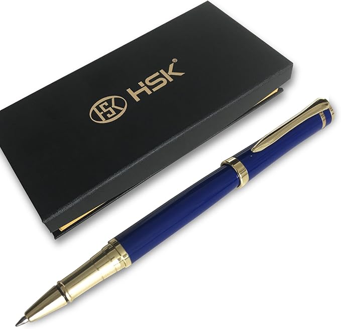 HSK Luxury Ballpoint Pens gift Pen Black Refill Line width 0.5mm,Best Ball Pen Gift Set for Men & Women Professional Executive,Office,Nice Pens Classy Gift Box (Blue)