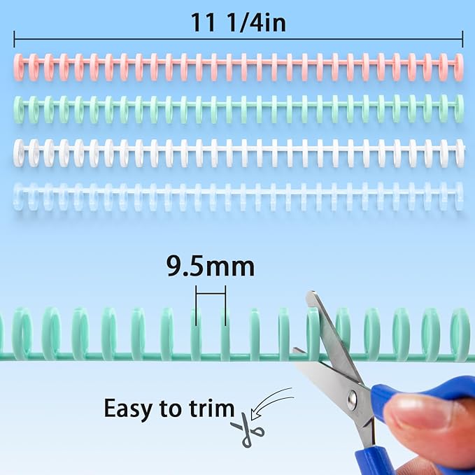 Comb Binding Spines Easy to Open Close Adding Pages for Binding Machine Worklion 1/2 Inch Diameter 30 Ring Plastic Binder Combs and Spines Maximum 85 Sheets 10pieces