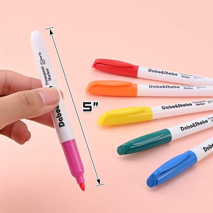 Dabo & Shobo 48 Colors Permanent Markers, Fast Drying, Suitable For Classroom Office Meeting，Works On Plastic, Wood, Stone, Metal and Glass for Doodling, Coloring, Marking