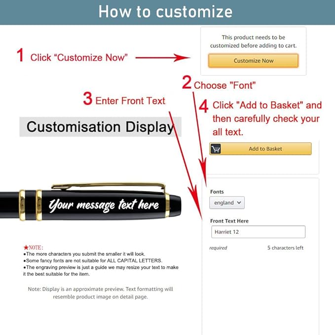 Ancolo Personalized Promotion Pens - Advertising Buesiness Gift Office Writing Set- Engraved with Your Message Name Company Team Name, Phone Number Perfect for Business Men 5 Pens/BOX