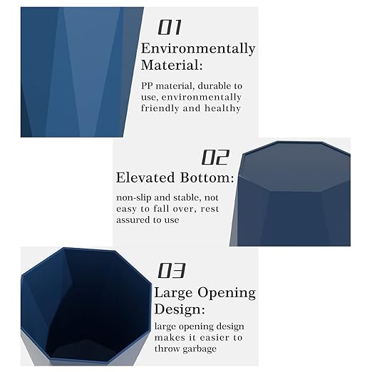 6pcs Trash Can Wastebasket Plastic 2.6 Gallon Garbage Can Container Rubbish Trash Bin Paper Basket Office Organizer for Bedroom Office Bathroom,10Litre-6 Colors