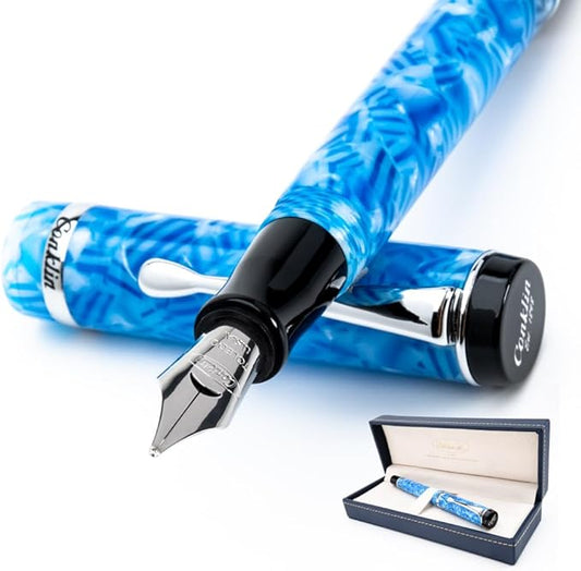 Conklin Duragraph Fountain Pen Ice Blue - Broad Nib, Elegant Writing Instrument with Cool Blue Finish