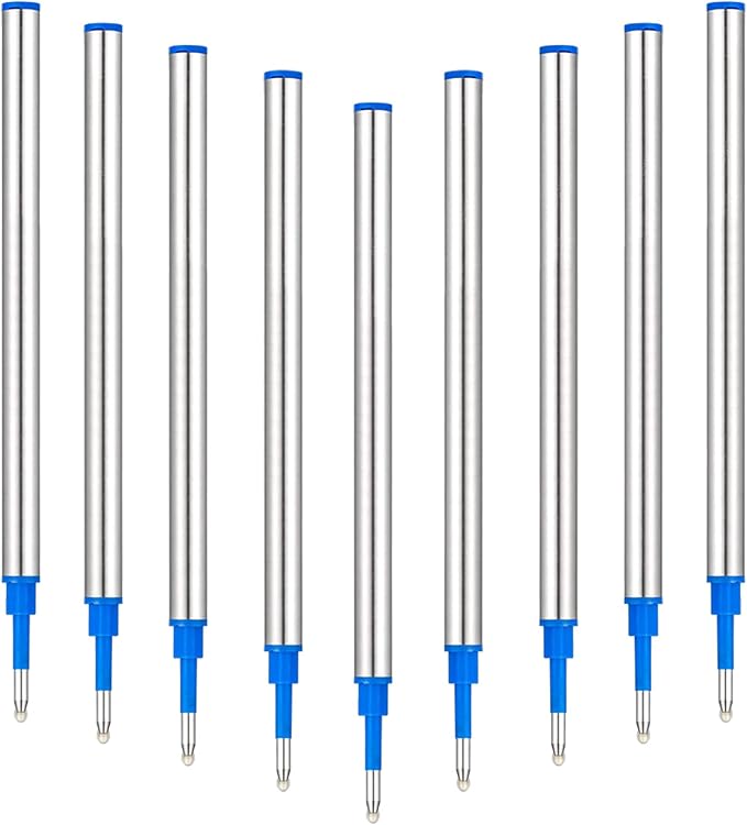 DunBong Rollerball Pen Refills, Roller Ball Fine Point 0.5mm, Red Ink Refill Pack of 5 - Replaceable Ballpoint Pen Refills Medium Point (Blue)