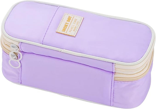 Big Pencil Case Large Capacity Pencil Bag with Zipper Pencil Pouch for Girls Boys Kids Adults Stationery Pencil Pen Case Organizer for School Office Purple