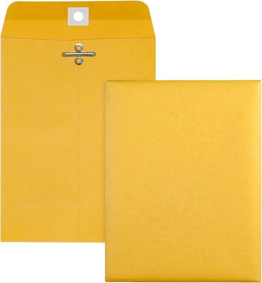 10” x 13” Clasp Envelopes with Gummed Seal Brown Kraft Catalog Envelopes Clasp Mailing Envelopes for Home, Office, Business 28 lb Kraft Paper,Pack of 30