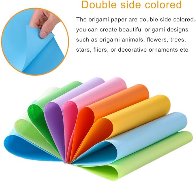 A4 Origami Paper Colorful 100 Sheets, 8.27×11.7 inch Double Sided Color Easy Fold Big Origami Paper A4 Colored Copy Papers Thin 70gsm for Beginners, DIY handwork Art Craft Projects (210 x 297 mm)