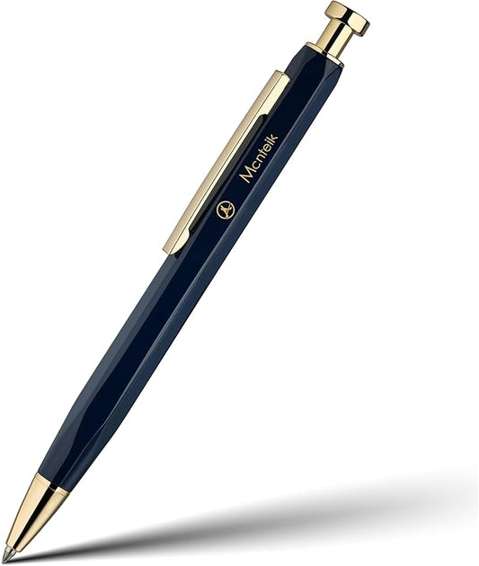 Blue Gel Pen-Stunning Click Pen with 24K Gold Finish, Hexagonal Design, ADMOK Black Refill, Best Gift Set for Men & Women, Professional Executive Office, Nice Fancy Retractable Pens