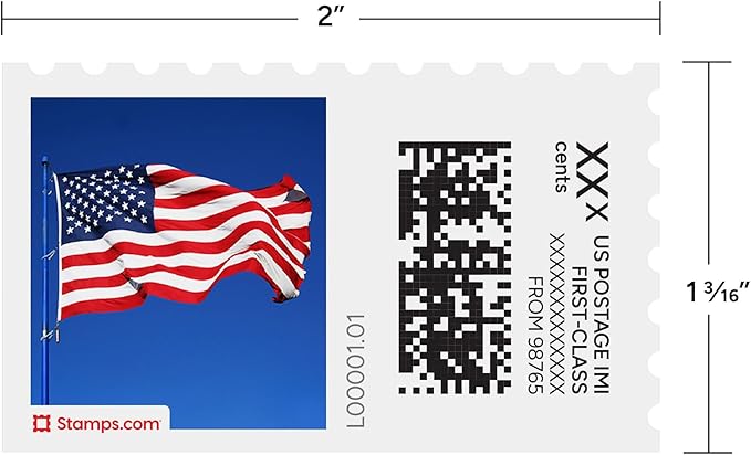 Flag NetStamps 120-Pack (5 Sheets) Printable Postage Labels (Stamps.com Subscription Required) - Print Approved Postage - Inkjet & Laser Printers - Business, Personal, Home