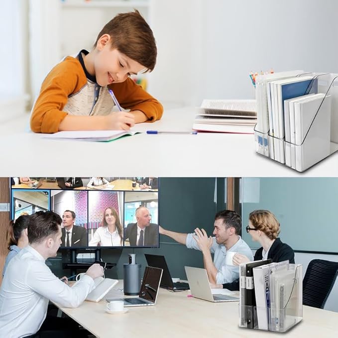 6 Pack Clear Acrylic Magazine File Holder, Acrylic Vertical File Organizer File Folder Bin Storage File Folder Rack Clear Plastic File Folder Organizer for Home Office Space