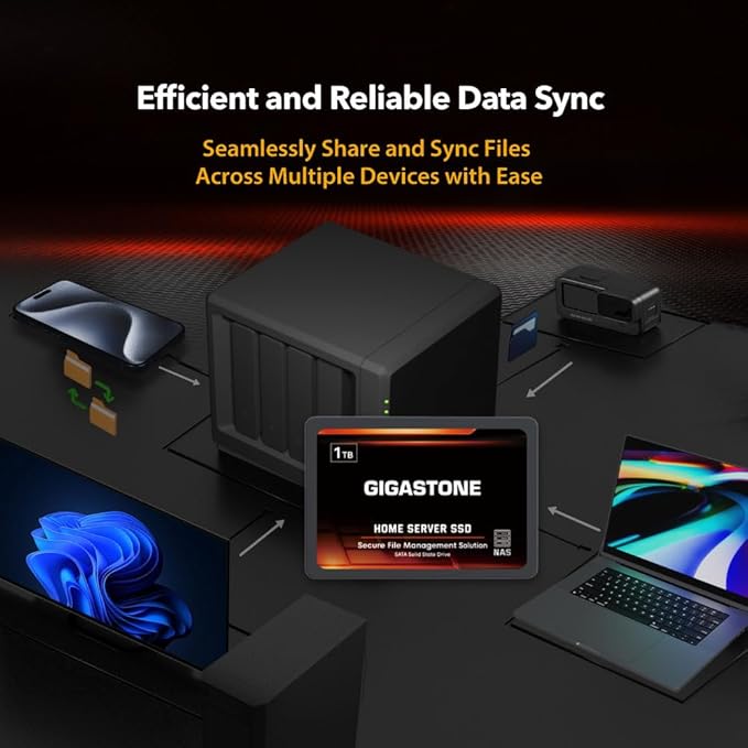 Gigastone Home Server SSD 512GB NAS SSD Drive Cache (2-Pack) 24/7 Durable TLC High Endurance Personal Cloud Data Sync Network Attached Storage RAID 3D NAND 2.5" SATA Internal Solid State Hard Drives