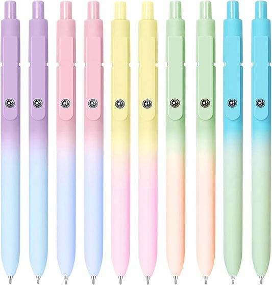 Gel Pens, 10PCS 0.7mm Gel Pens Black Ink Fine Point Smooth Writing Pens, High-End Series Ballpoint for School Office Supplies, Easter Basket Essentials, Easter Gifts for Men Women Student (Gradient)