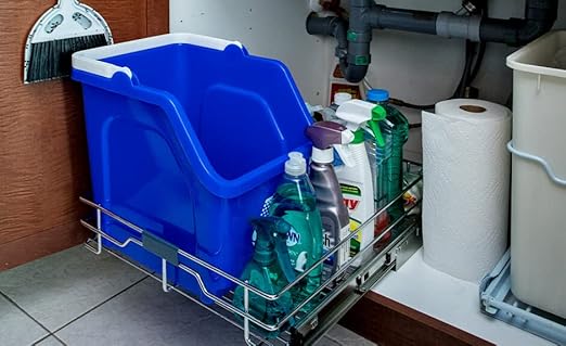 6 Gallon Stackable Recycling Bins for Homes, Garages, Offices Made of 100% Recycled Plastic - (Yellow, 3 Pack)