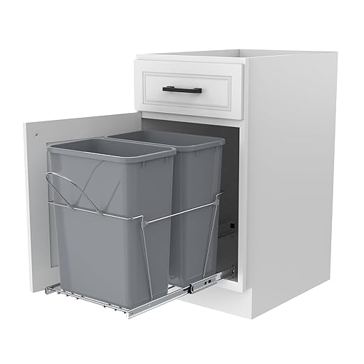 Double Pull-Out Trash Can for Under Kitchen Cabinets Include Double 35QT Trash Bin Doesn't Include Door Fittings, Bottom-Mount Recycling Bin
