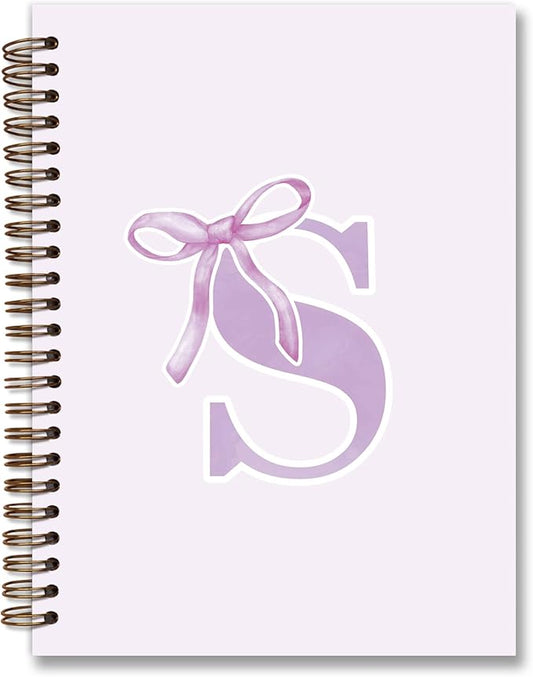 foedor Coquette Trendy Preppy Purple Bow Spiral Notebook,Initial S Journal Personalized Teen Girl Gifts,Monogrammed Gifts for Women Teen Girl,College Ruled Hardcover Spiral Notebook(purple)