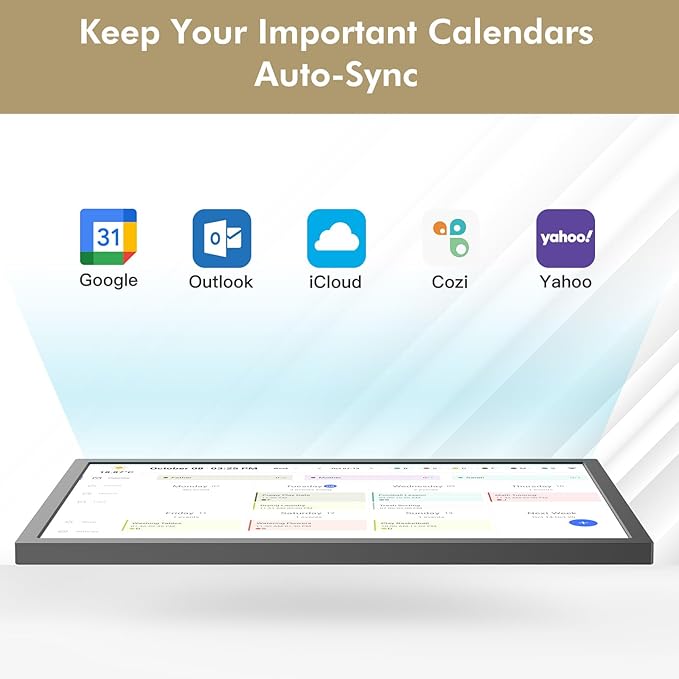 24" Smart Digital Calendar for-Family-Meal-Planner - Electronic Calendars for Chore Chart, Interactive Touchscreen Display for Family Schedules, Auto-Sync Google iCloud Outlook, Wall Mountable for Mom