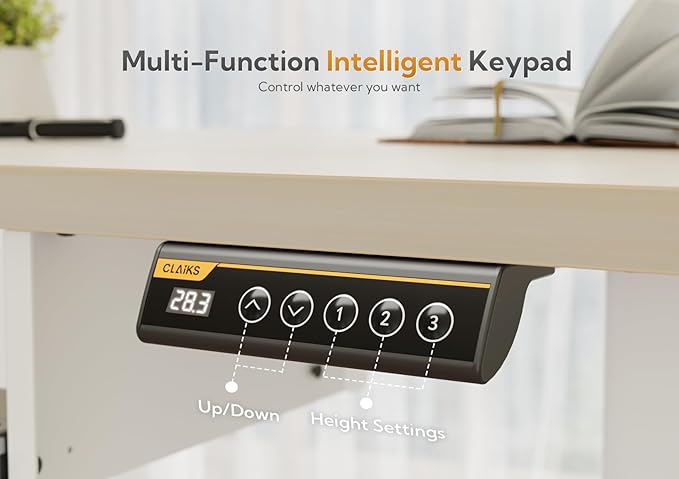 Claiks Standing Desk with Keyboard Tray, Electric Standing Desk Adjustable Height, 48x24 Inches Sit Stand up Desks with Splice Board, Raising Desks for Home Office, Natural