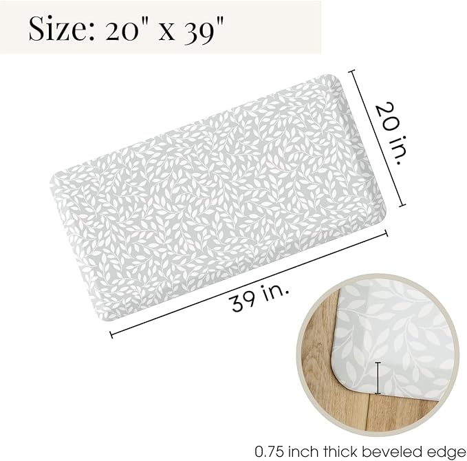 Anti Fatigue Mat by Laurel Lane Co. – Designer Anti Fatigue Mats for Kitchen Floor, Kitchen Mats for Floor, Desk Mat – Cushioned 0.75" Thick – Stain Resistant – Non-Skid Bottom – 20" x 39"