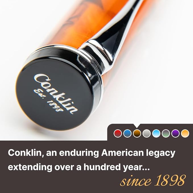 Conklin Duragraph Fountain Pen Amber - Broad Nib, Luxury Writing Instrument with Warm Amber Finish