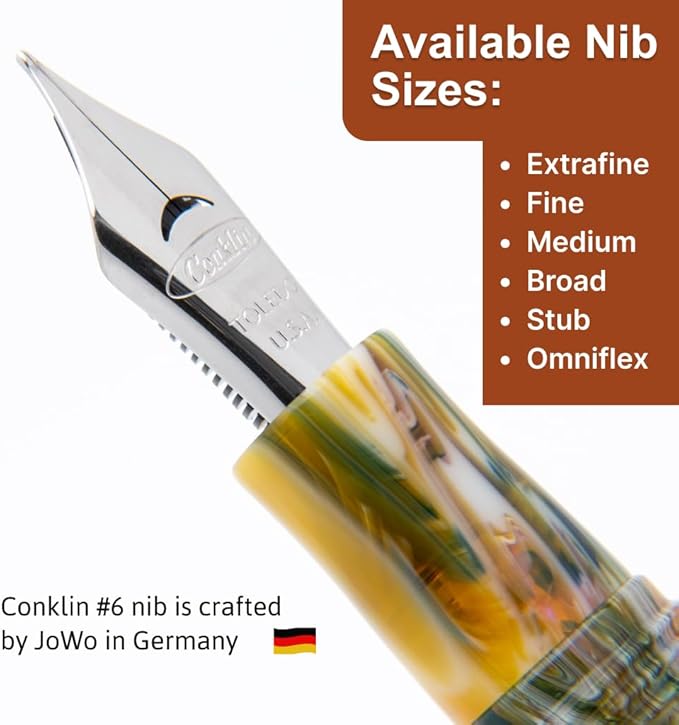 Conklin 1898 Fountain Pen, Misto Orange - Fine Nib | Unique Resin Blend Pen with Luxury Design | JoWo Stainless Steel Nib Made in Germany | Ideal Gift for Professionals