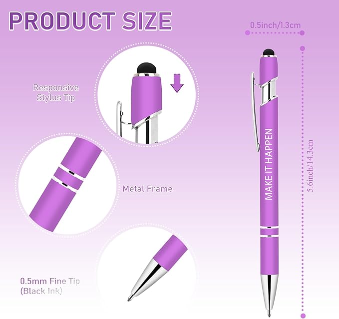 20 Pcs Inspirational Pens Bulk - Motivational Ink Ballpoint Pen with Quotes Stylus Tip Nurse Gifts for School Coworkers Office Supplies Black Ink