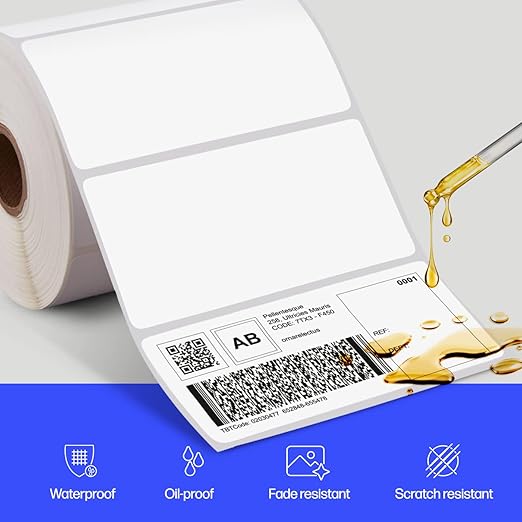 HP 4” x 2” Direct Thermal Shipping Labels, 2 Rolls, 735 Sheets per Roll, Multipurpose Thermal Labels for Personal or Business Use, Compatible with HP and Other Thermal Label Printers, White