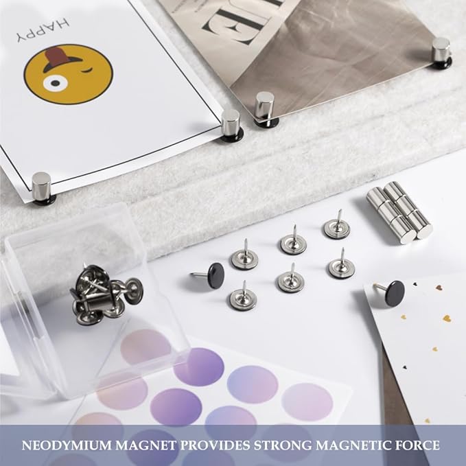 50 Sets Magnetic Pushpins, Magnet Thumbtack, Poster and Photo Hangers for Walls Bulletin Boards