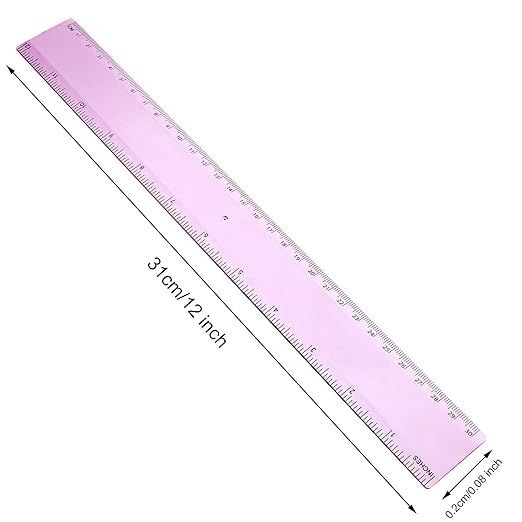 EBOOT 2 Pack Plastic Ruler Straight Ruler Plastic Measuring Tool for Student School Office (Pink, 12 Inch)