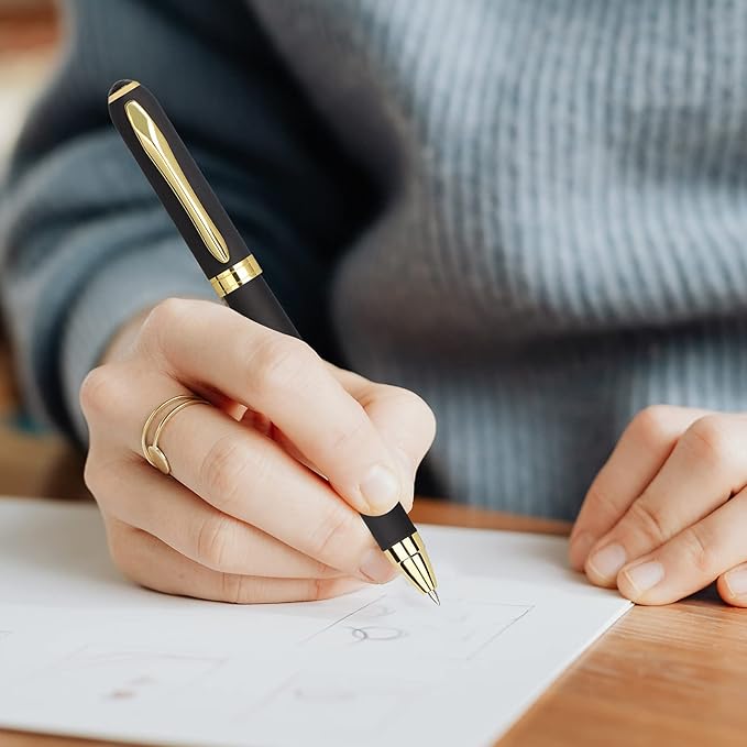 Gel Ink Rollerball Stylus Pen - 18 Pack,1.0mm Gel Pen Bold Point,2 in 1 Capacitive Stylus Pen,Large Capacity Black Ink,Writing Smoothly for Office,Business,Gift,Metal Gold Clip