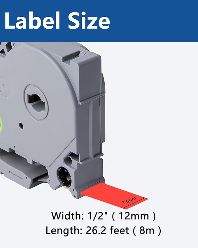 12mm 0.47 Inch Laminated Red TZe-431 TZe 431 TZe431 Tape Compatible for Brother P Touch Label Maker Label Tape for PT D200 D210 D220 D400 Cube Label Maker, Black on Red, 3 Pack