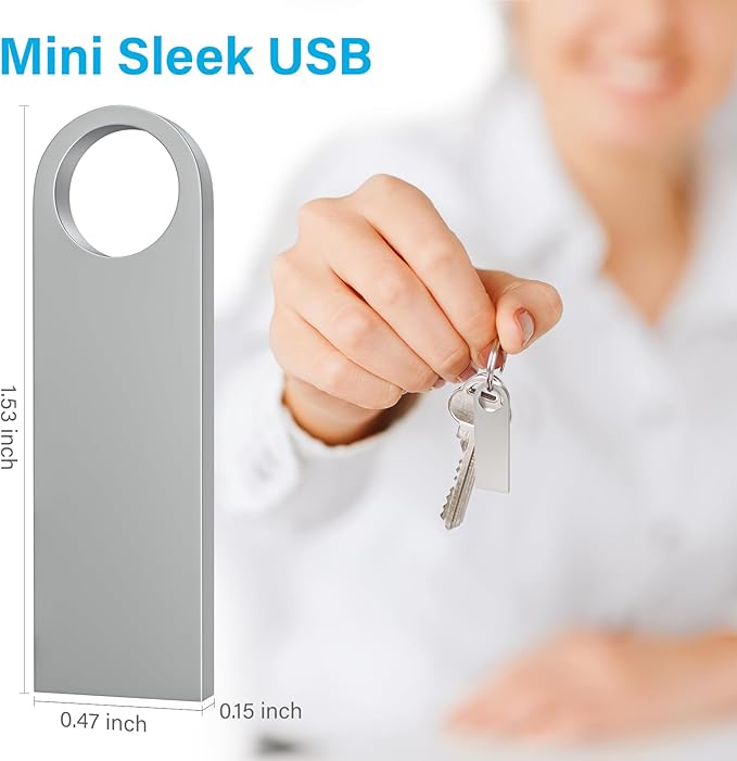 ABLAZE 8GB Flash Drive 20 Pack, Metal USB 2.0 Thumb Drives with Keychains USB Sticks Pendrives (Sliver)