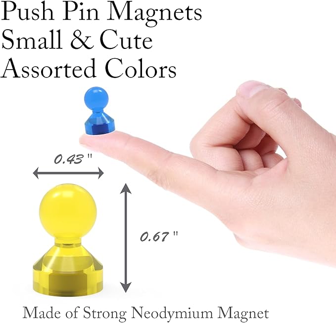 Ant Mag Magnetic Push Pins Strong Push Pin Magnets for Fridge Whiteboards Calendars Maps in School & Office Pack of 52 Assorted