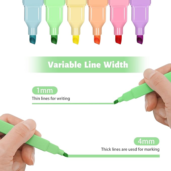 Aesthetic Highlighters,12pcs Chisel Tip Highlighter, Pastel Candy Colors, Cute Assorted Colors Highlighter, Bible Highlighters and Pens No Bleed for Bible Pages