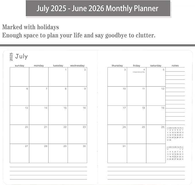 2025-2026 Daily Planner, One Page Per Day, Academic Calendar (July 2025 - June 2026), Appointment Book with Time Slots and Monthly Tabs, 5.7" x 8.25", Pocket, Leather Cove (Sky blue)