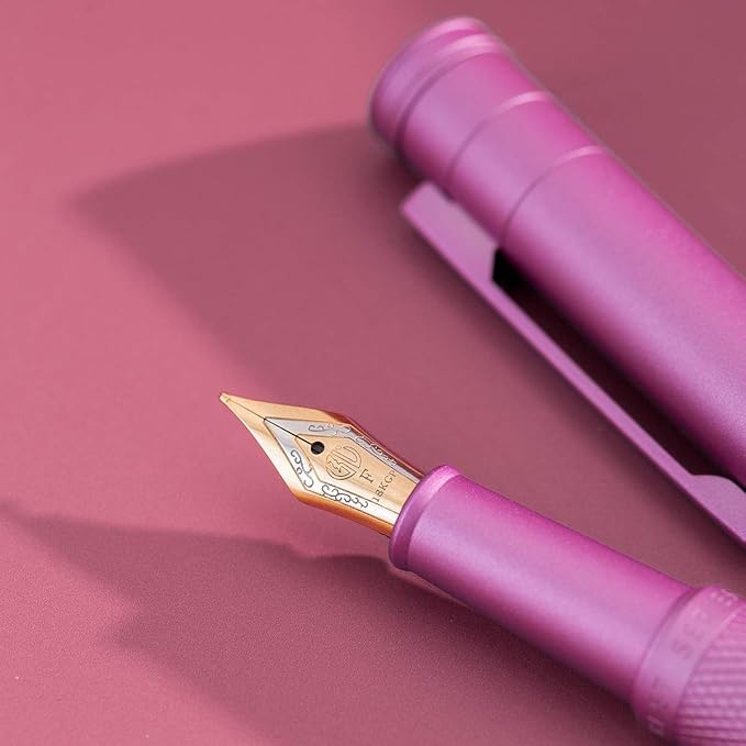 Asvine Pink Forest Fountain Pen Extra Fine Nib, Classic Design with Converter and Metal Pen Case, The Light of Hope Serise