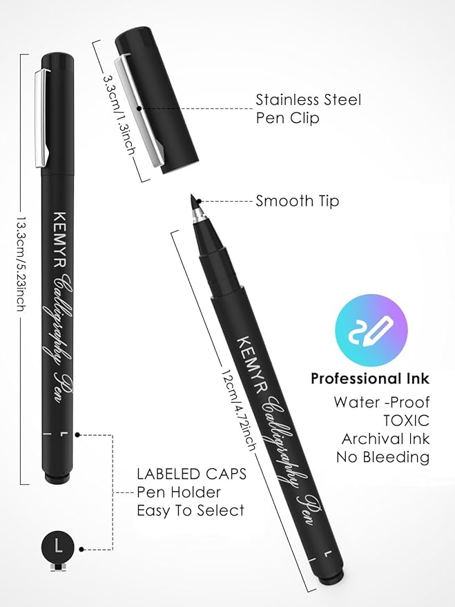 4 Micro Fine liner Drawing Art Pens Calligraphy Pens: E2.0 Size Black Art supplies Waterproof Archival Black Ink Markers For Artists,Use for Professional Watercolor,Sketching