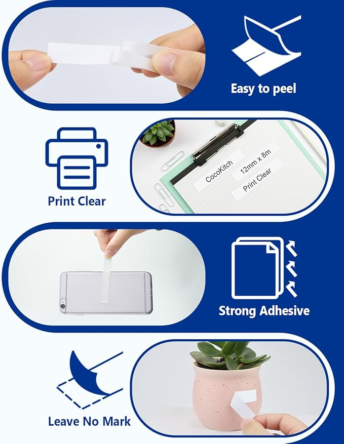 5-Pack TZe-211 TZe211 TZ-211 Compatible for Brother Label Maker Tape TZe 6mm 0.23 Laminated White for P Touch PT-H110 PTD-400 D220 D210 PTD-600 PTD610BT Label Maker, 1/4 Inch, Black on White