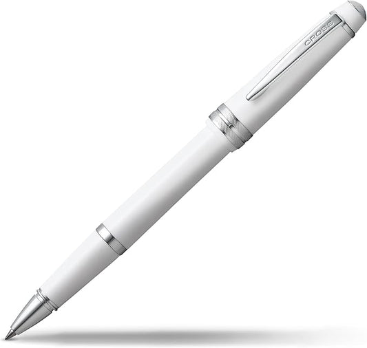 Cross Bailey Light Refillable Rollerball Pen Presented in a Everyday Gift Box - Medium Point, Black Ink, Polished White