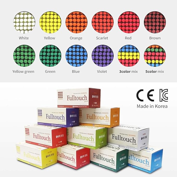 Hagoromo Fulltouch Color Chalk 1 Box [72 Pcs/3 Color Mix]