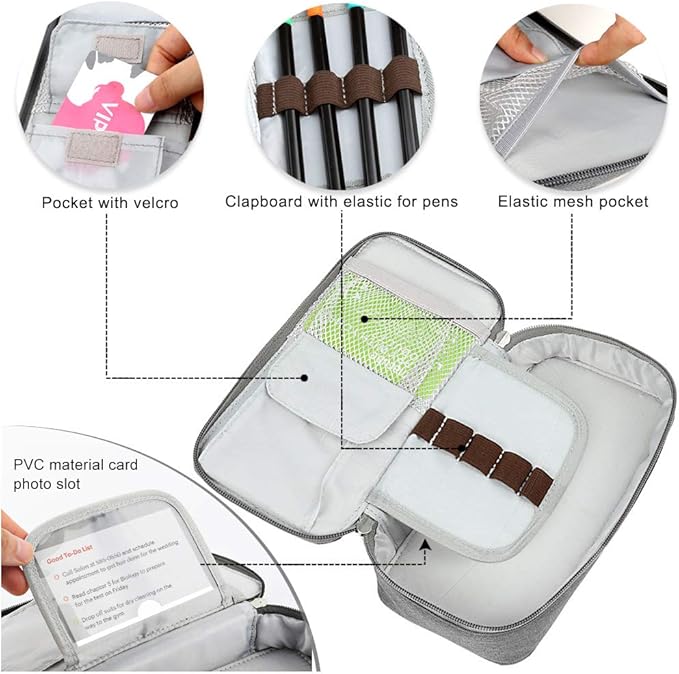 Homecube Pencil Case Capacious Pen Pencil Holder Box Makeup Pens Pouch Oxford Cloth Bag Large Storage Stationery Organizer with Zipper for School & Office - Gray