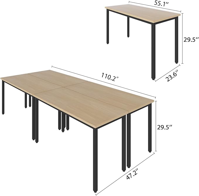 Bonzy Home Conference Tables 9ft Office Computer Desk for Meeting Room Study Writing Printer Podcast Table Save Space Design for 10 People Rustic Vintage Natural 4PCS 110.2"x47.2"x29.5"