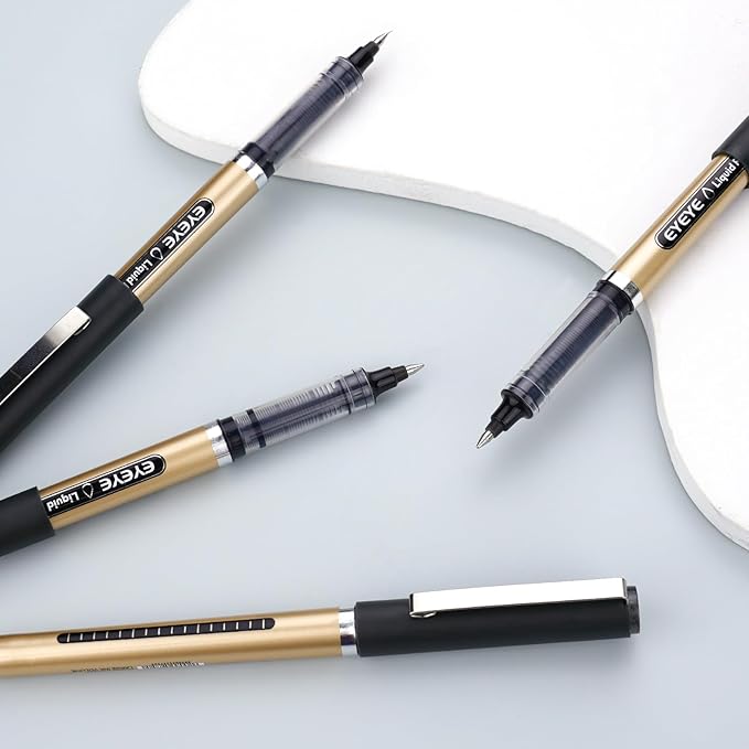 EYEYE 12 Pack 0.5mm Extra Fine Point Blue Rollerball Pens Quick Dry Liquid Ink, Smooth Writing Fine Tip Pens for Journaling, Note Taking, Office & School Supplies