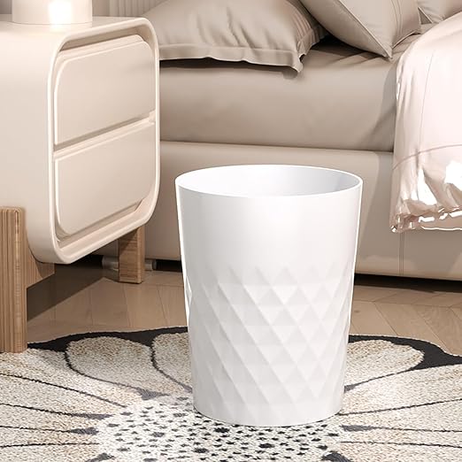 2 Pack Small Trash Can 1.8 Gallon Bathroom Garbage Can Waste Basket Recycling Bin for Dorms Bedrooms Offices Kitchens, White