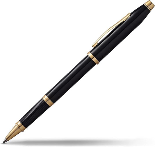 Cross Century II Refillable Rollerball Pen Presented in a Luxury Gift Box - Medium Point, Black Ink, Black & Gold