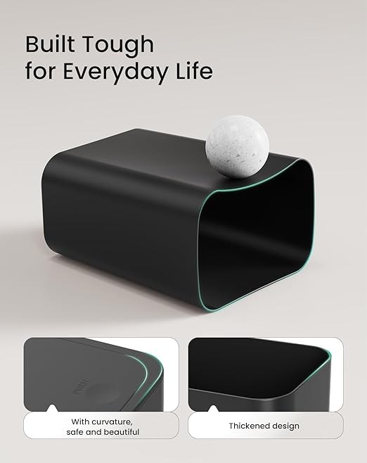 Cesun Bathroom Trash Can with Lid, 3 Pack 2.6 Gallon Small Black Garbage Can, Press Top Lid Trash Bin, Dog Proof Trash Cans Plastic Waste Basket for Bedroom Toilet Office