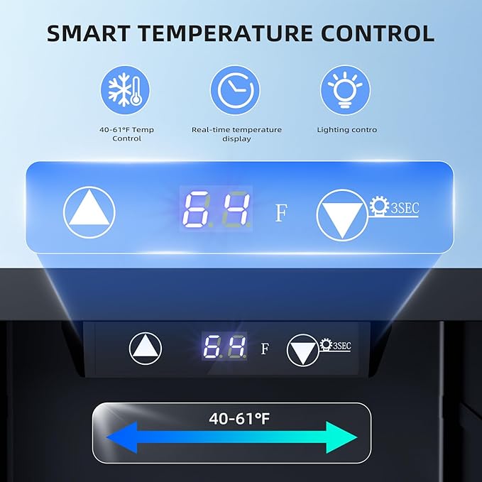 Antarctic Star 18L Beverage Refrigerator Cooler 24Can, Mini Fridge with Quiet Compressor, LED Light,Freestanding Small Fridge with Electronic Temperature Control for Home and Bar(40-61 ℉)